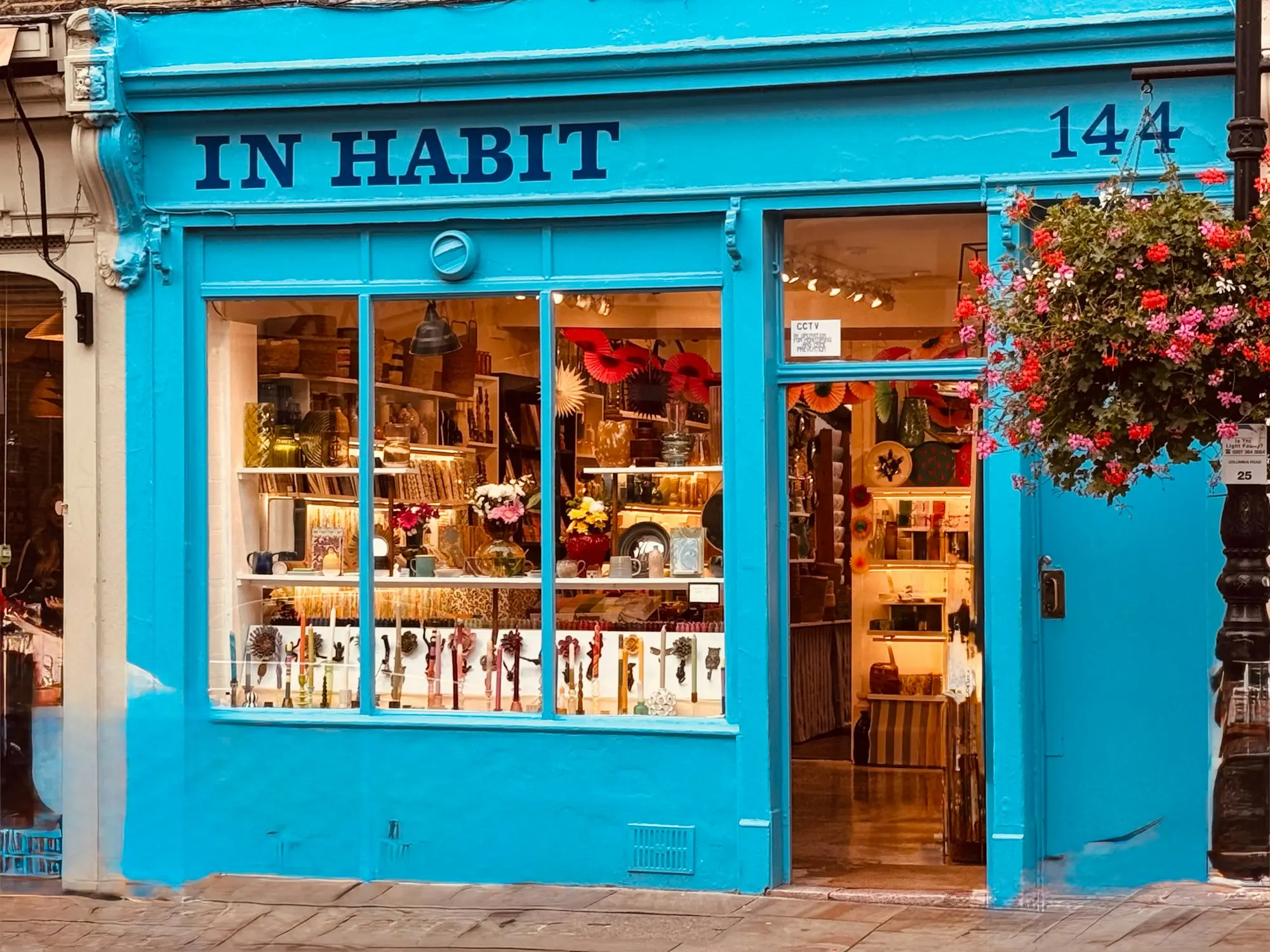 Bright blue shopfront of a small local business